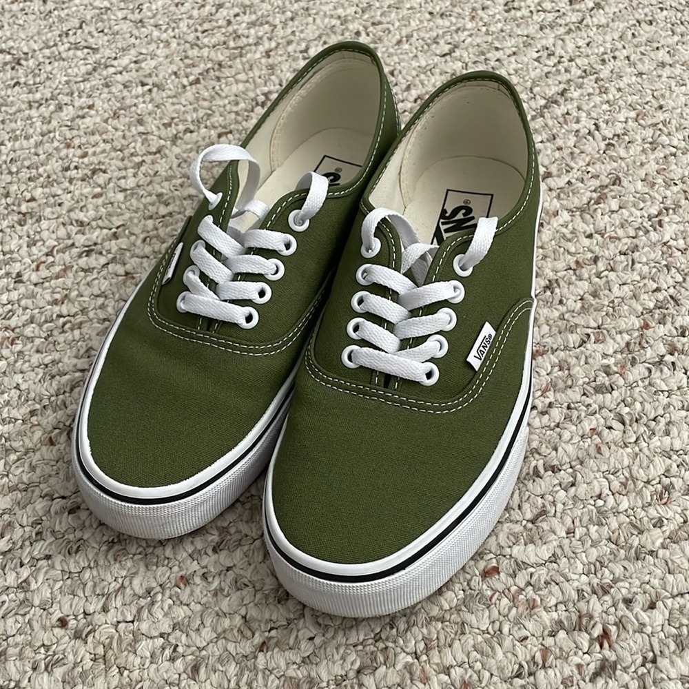 Authentic Vans in Pesto green